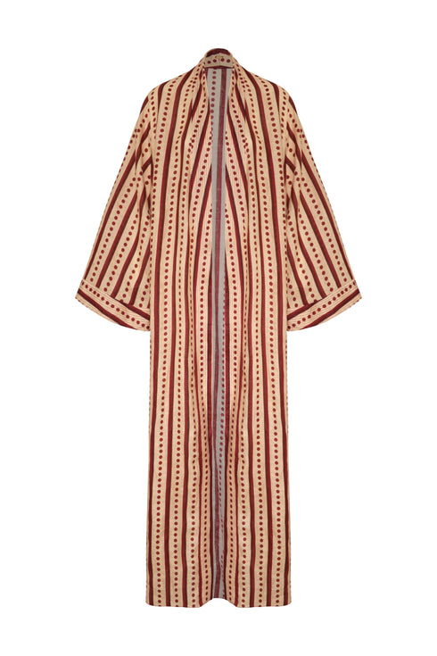 Rafaela Linen Kaftan / Red Stripes